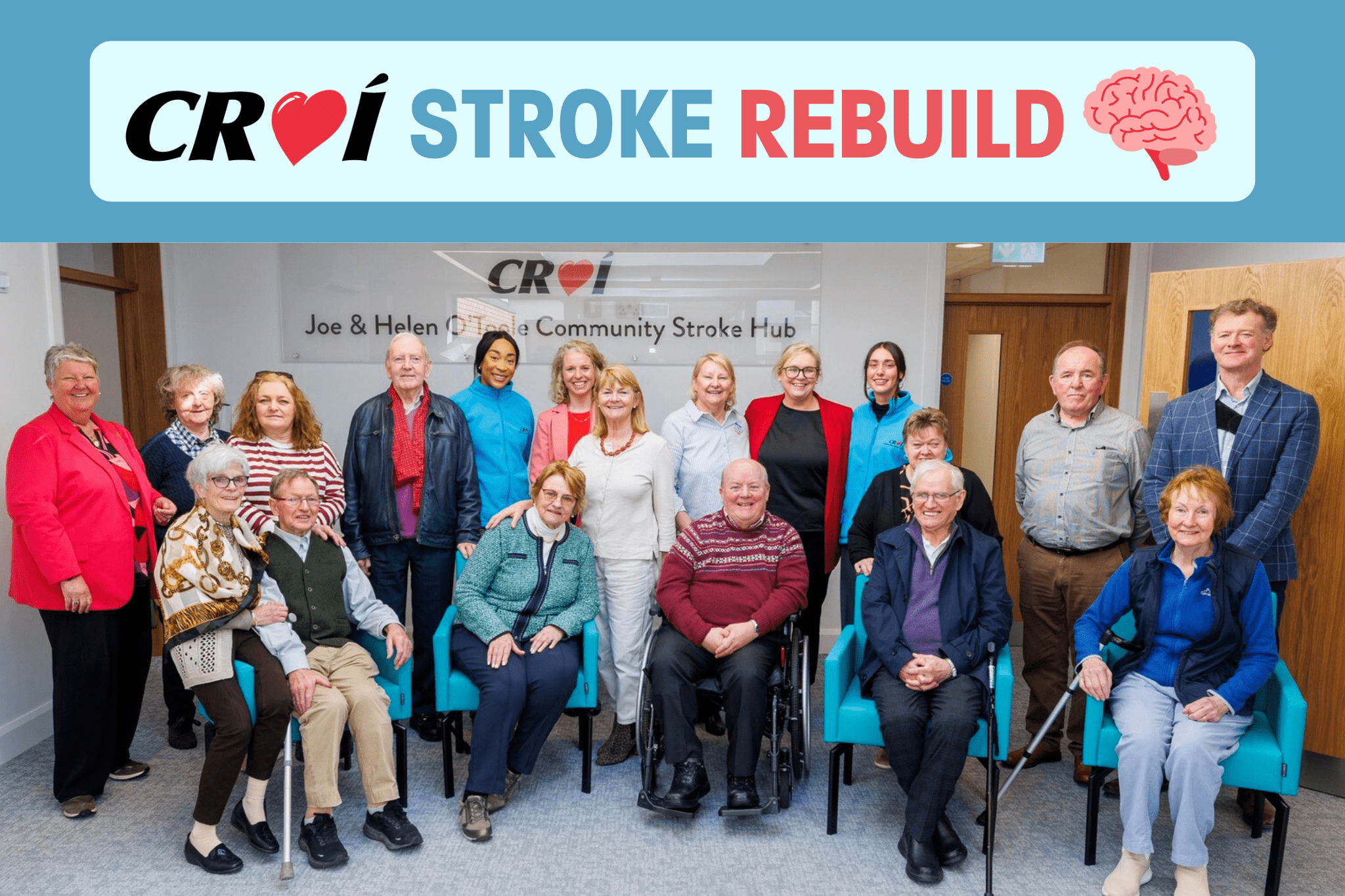 Stroke Rebuild Programme logo and photograph of Croí service users